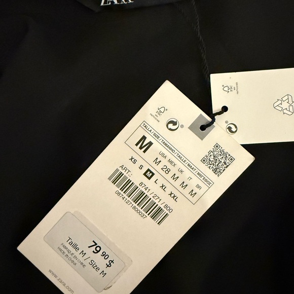 Zara Black Satin Robe with Embroidered Sleeves Size Medium - Picture 6 of 8